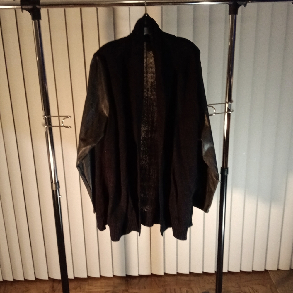 Black Sweater w/Leather Sleeves
